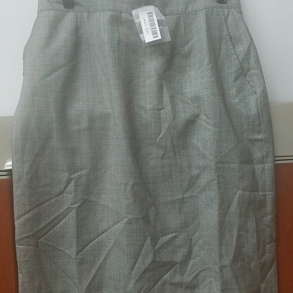 Gray A-line Skirt Wool With Black Lining With Side Slit Pockets - Picture 1 of 5